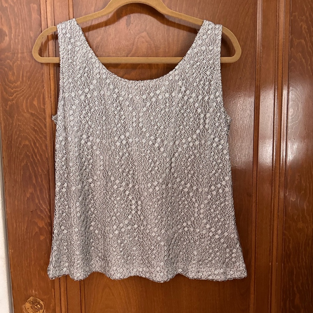 Elegant Silver Lace Sleeveless Top